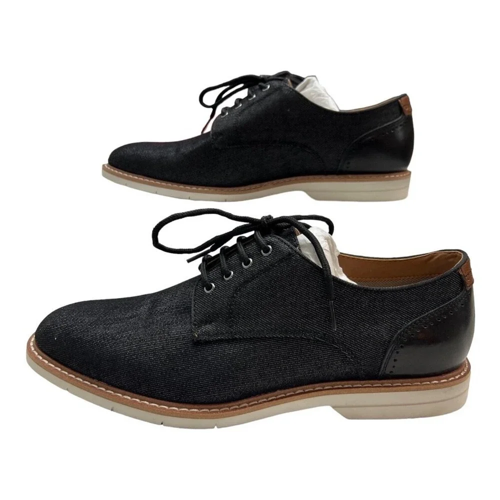 Steve Madden Derby Shoe Black Tie Loafer Nevelle Leather‎ Textured Size 7.5